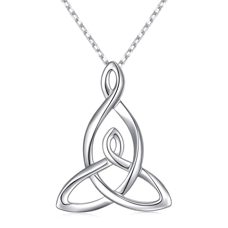 FLYOW 925 Sterling Silver Jewelry Mom Knot Mother Daughter Celtic Knot Pendant Necklace for Women Birthday Valentine's Day Mother's Day Gift, 16 Inch + 2 Inch - Image 1